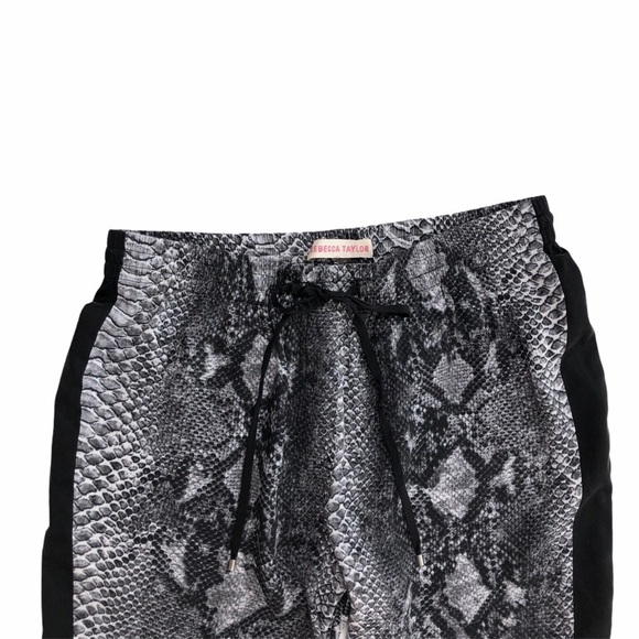 Rebecca Taylor snakeskin print track pants joggers black gray trousers pull-on 0 - Picture 3 of 15